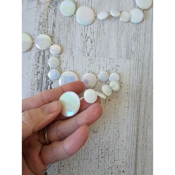 Circle iridescent Garland ivory white tree vintage unique - Picture 3 of 5